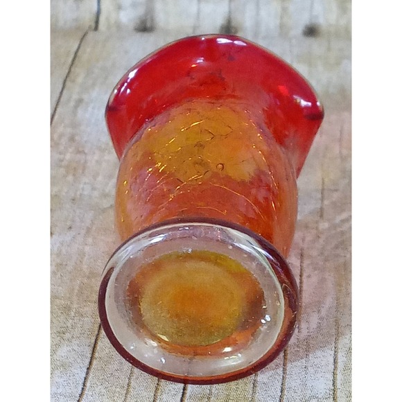 Crackle Glass Bud Vase Red and Yellow Ombre Miniature Succulent Air Plants (9A) - Picture 5 of 5